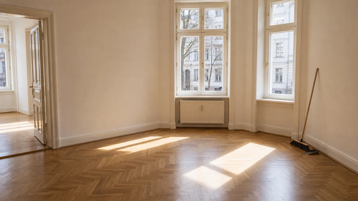 Besenrein übergebener Raum nach einer Entrümpelung in Spandau