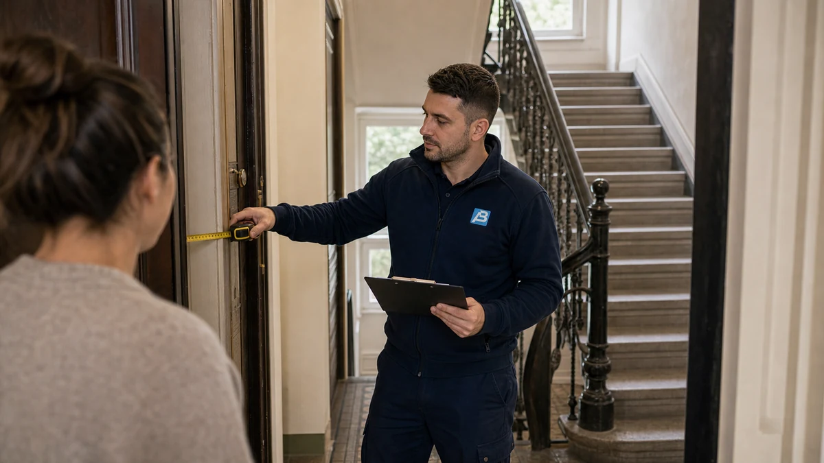 Aufmaß und Prüfung der Tragewege im Altbau-Treppenhaus durch Anker Umzüge