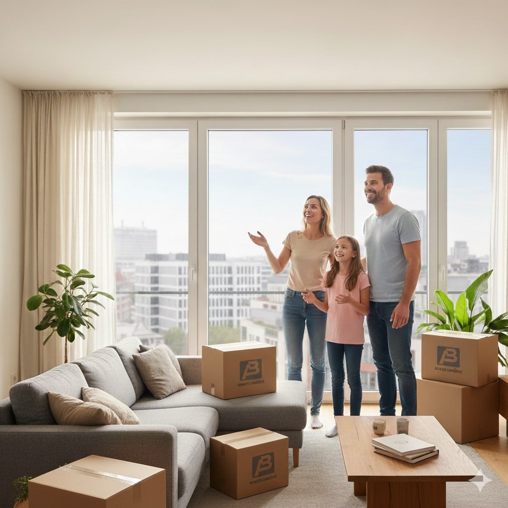 Zufriedene Familie nach Umzug Berlin - Kundenbewertung Umzugsunternehmen Berlin